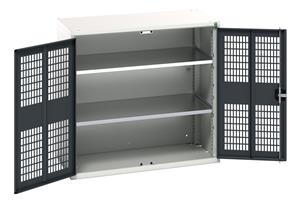 verso ventilated door cupboard with 2 shelves. WxDxH: 1050x550x1000mm. RAL 7035/5010 or selected Bott Verso Ventilated door Tool Cupboards Cupboard with shelves